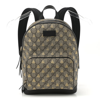 Gucci GG Supreme Monogram Bees Print Small Day Backpack Beige Oro Black 1 of 9