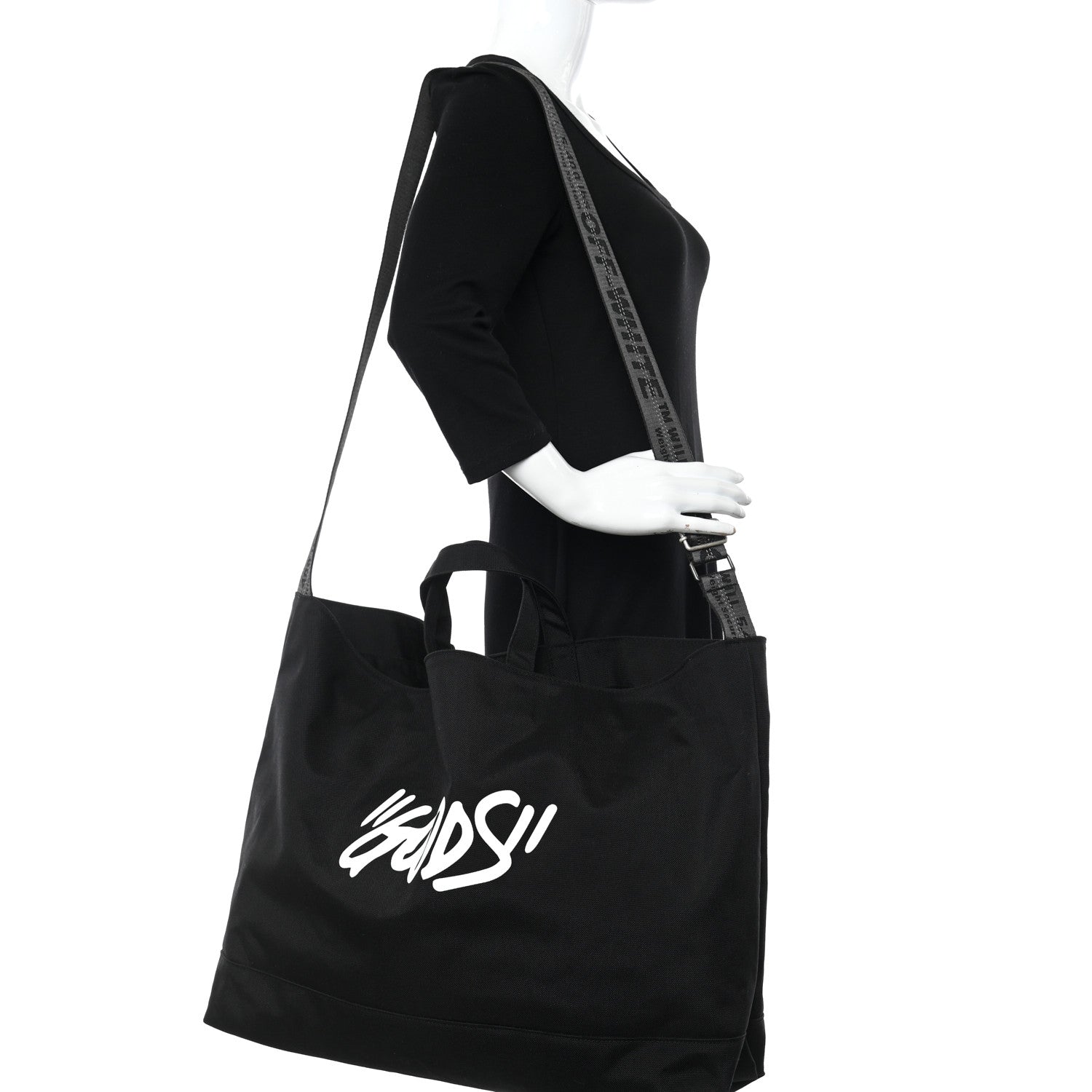Off-White Canvas Goods Quote Tote Black White 2 of 12