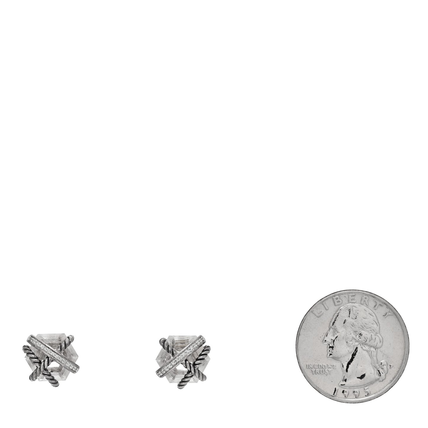 Sterling Silver Diamond Crystal 10mm Cable Wrap Earrings