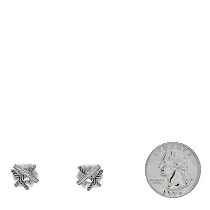 David Yurman Sterling Silver Diamond Crystal 10mm Cable Wrap Earrings 2 of 4