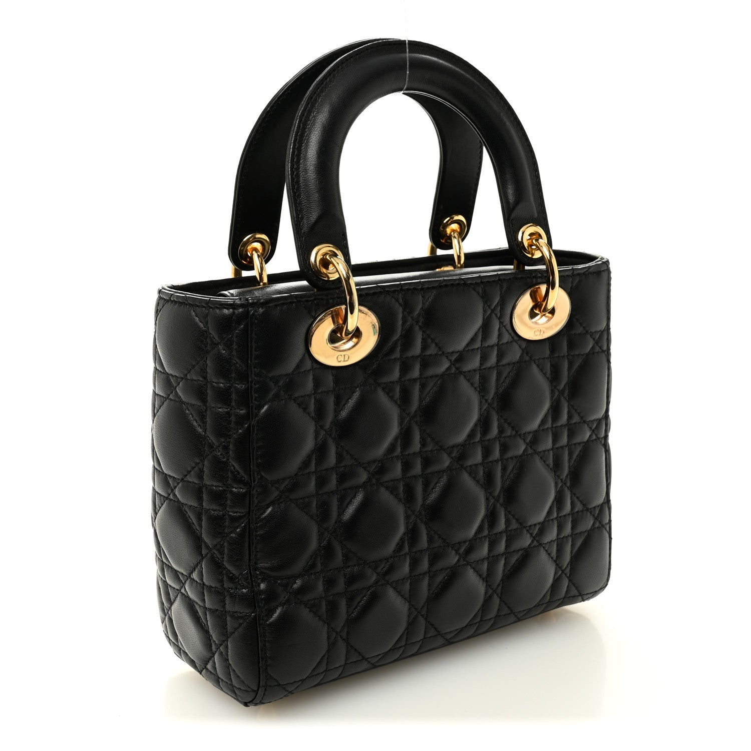 Christian Dior Lambskin Cannage Small Jeweled Lady Dior Black