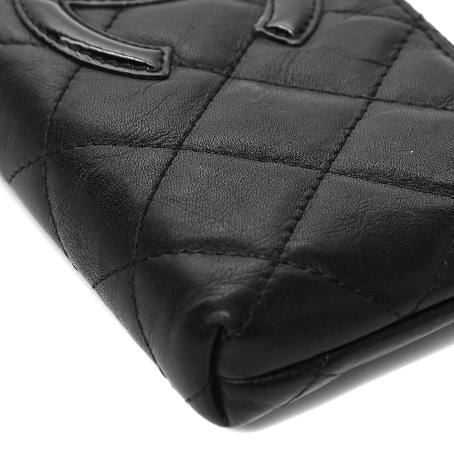Calfskin Quilted Cambon Key Pouch Black