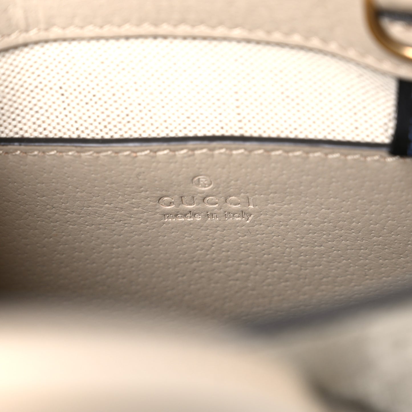GG Supreme Monogram Textured Dollar Calfskin Mini Retro Interlocking G Tote Bag Beige Mystic White Oatmeal