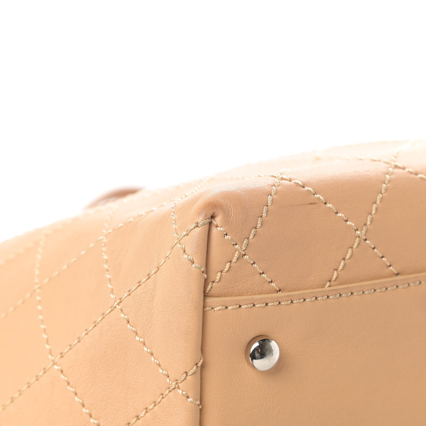 Calfskin Stitched Medium Shopping Tote Beige