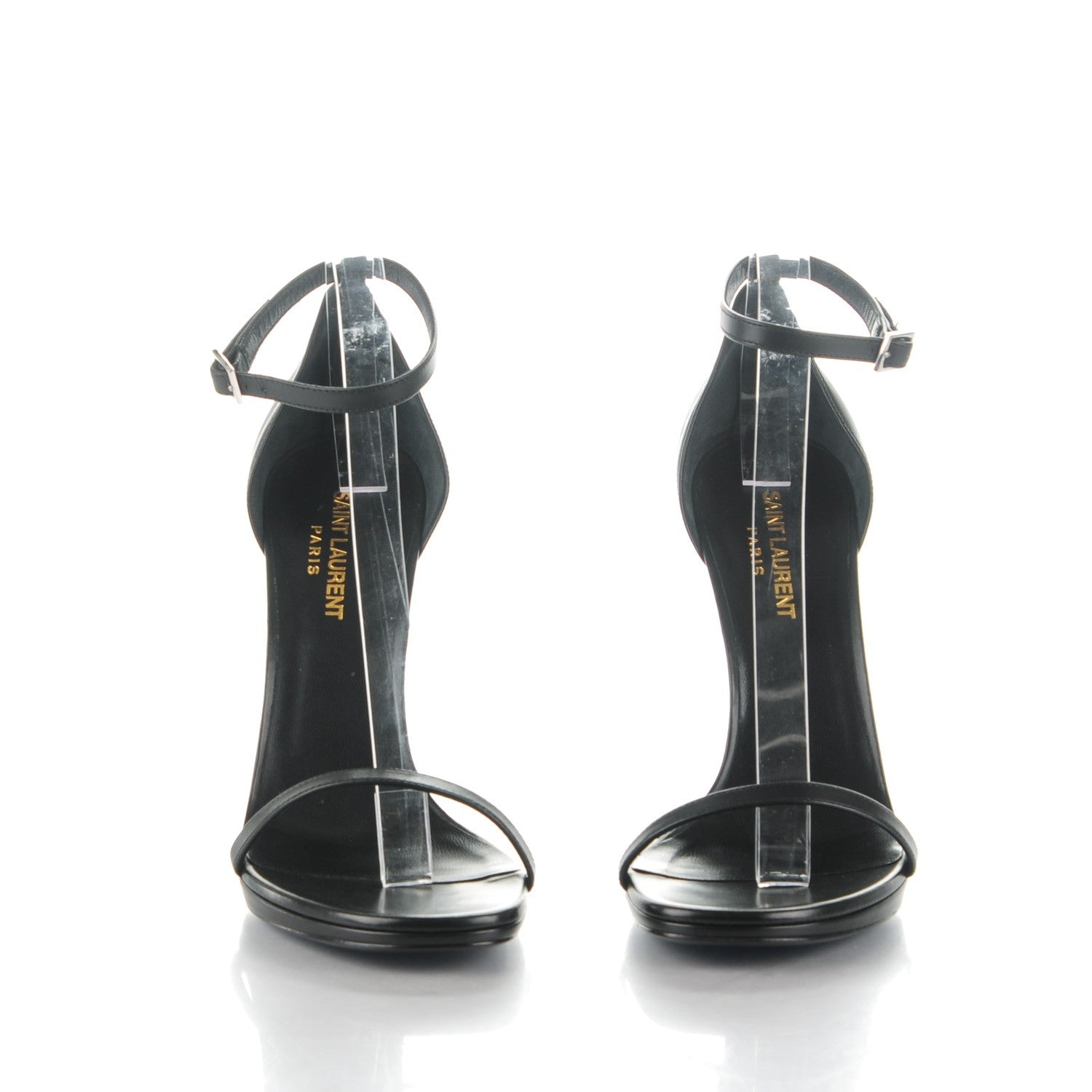 Saint Laurent Calfskin Jane 105 Ankle Strap Sandals 38.5 Black 2 of 7