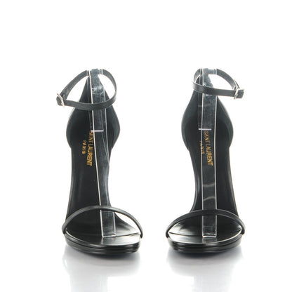 Saint Laurent Calfskin Jane 105 Ankle Strap Sandals 38.5 Black 2 of 7
