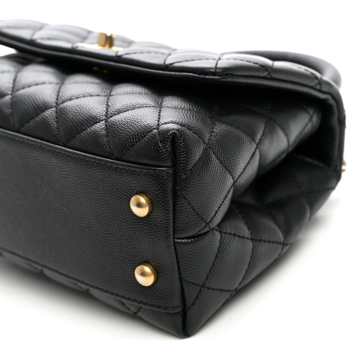Caviar Quilted Mini Coco Handle Flap Black