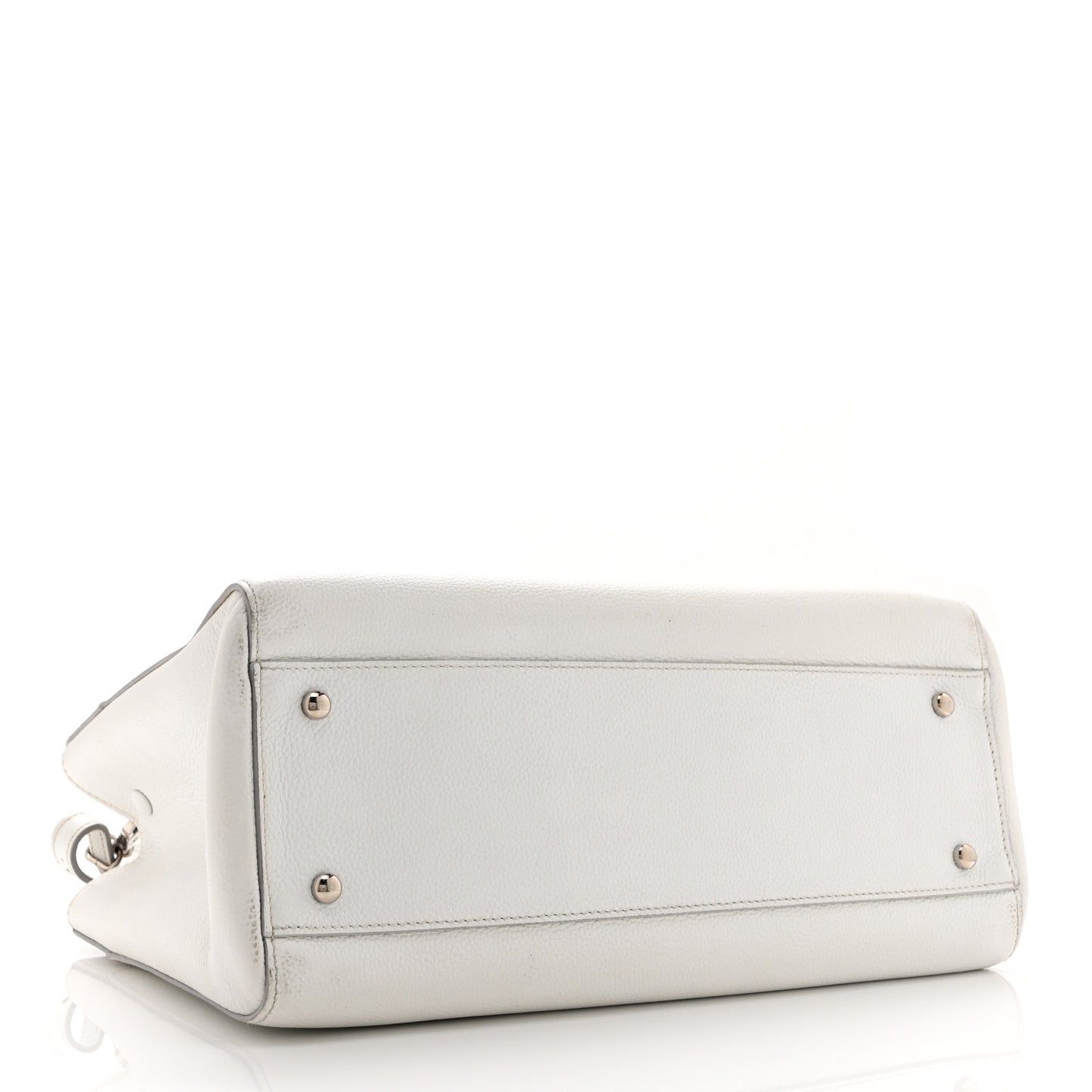 Grained Calfskin Small Neo Executive Shopper Tote White