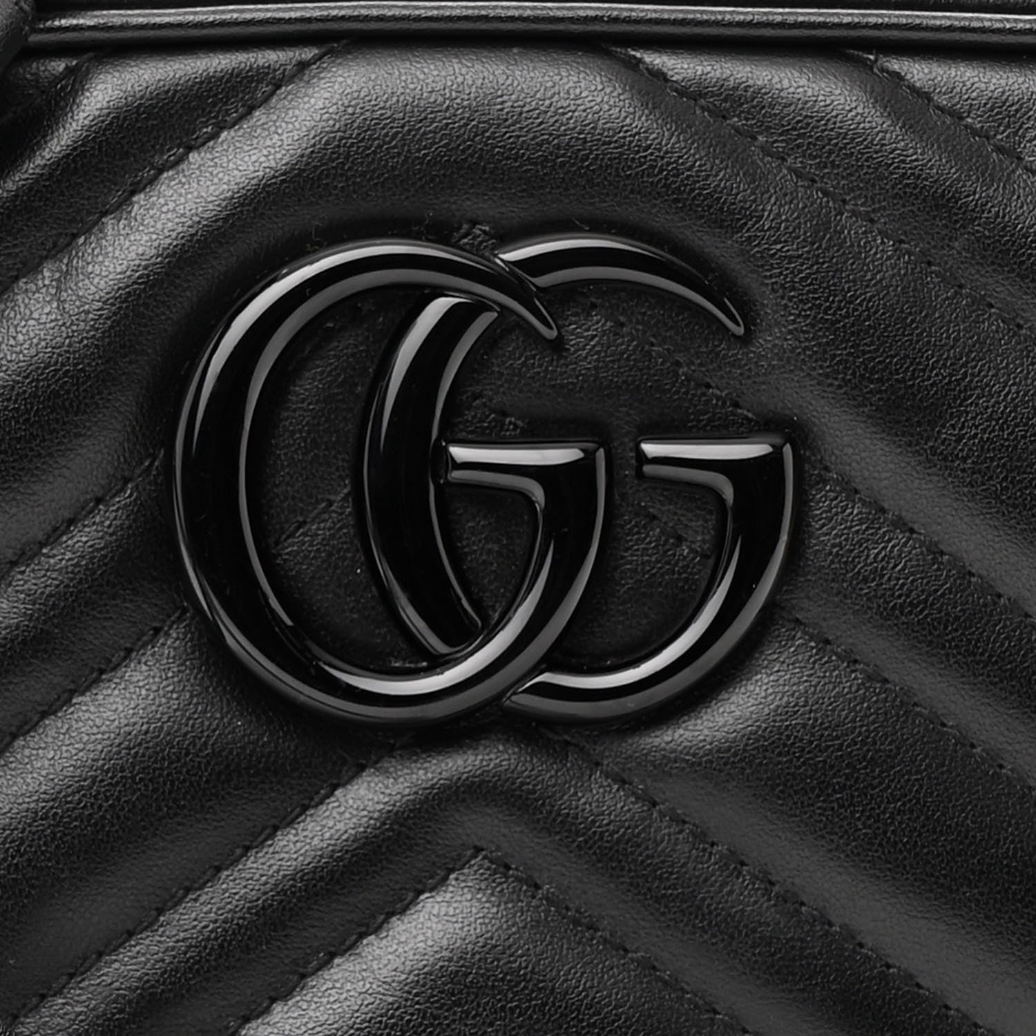 Gucci Calfskin Matelasse Monochrome Small GG Marmont Chain Shoulder Bag Black 8 of 10