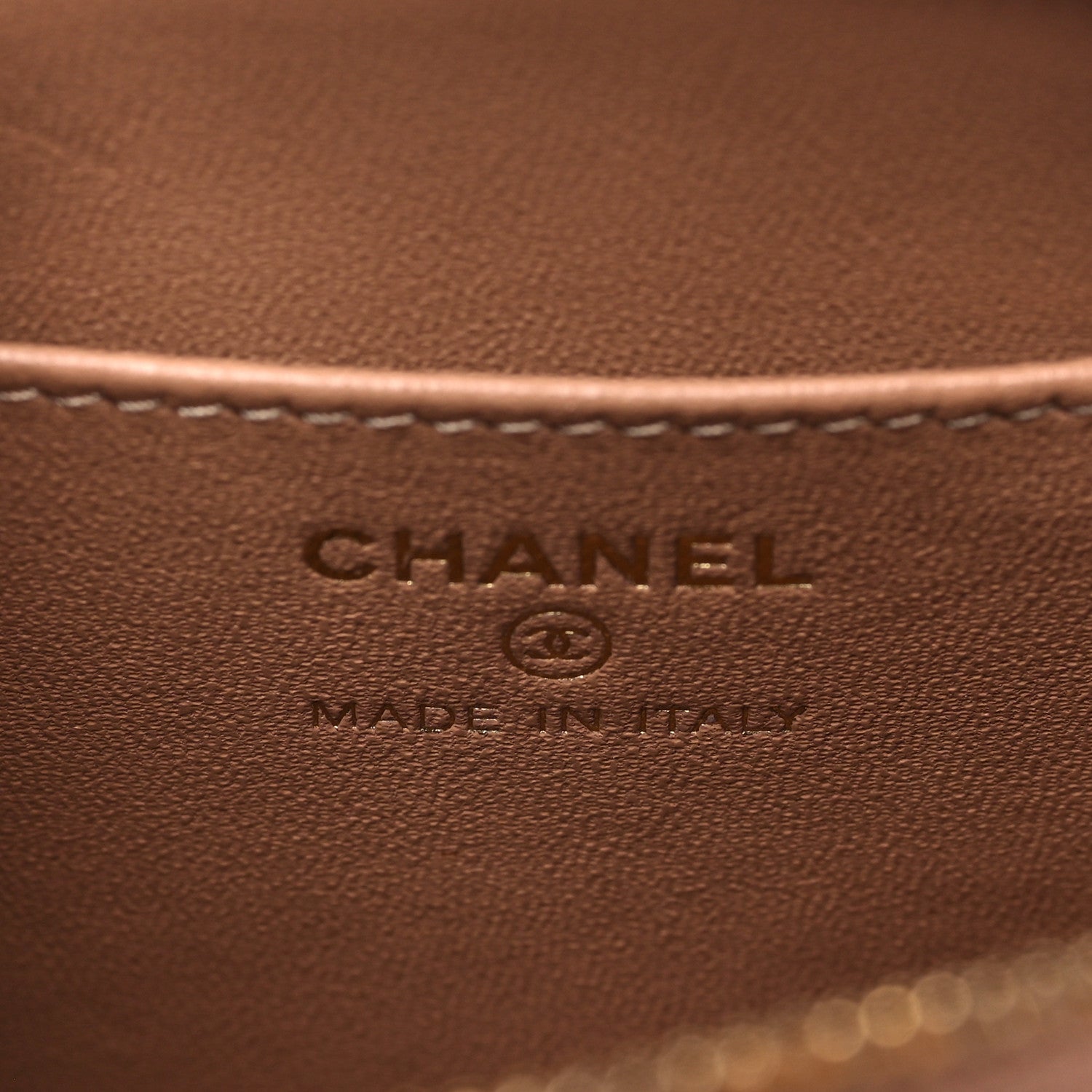 Chanel Shearling Quilted Shiny Coco Clutch With Chain Dark Beige 6 of 10