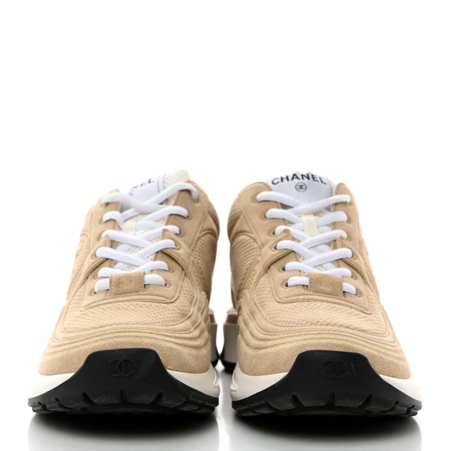 Chanel Fabric CC Womens Sneakers 39.5 Beige 2 of 9