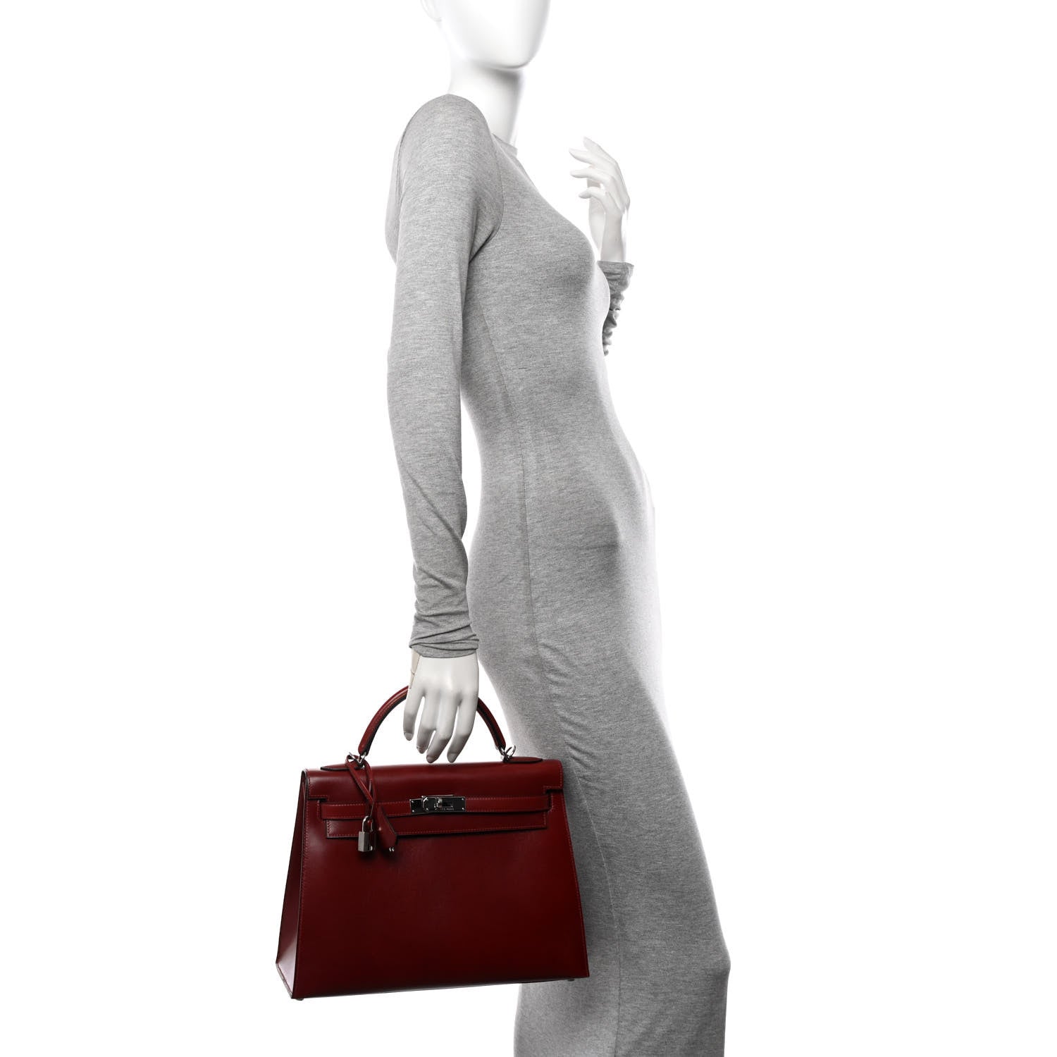 Hermes Tadelakt Kelly Sellier 32 Rouge H 2 of 17