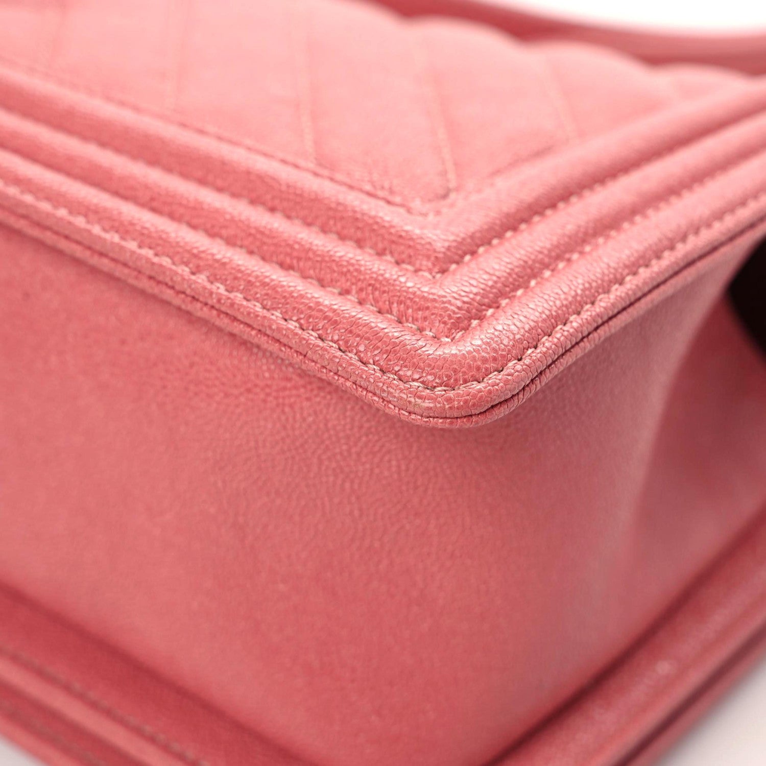 Chanel Caviar Chevron Quilted Medium Boy Flap Pink 8 of 14