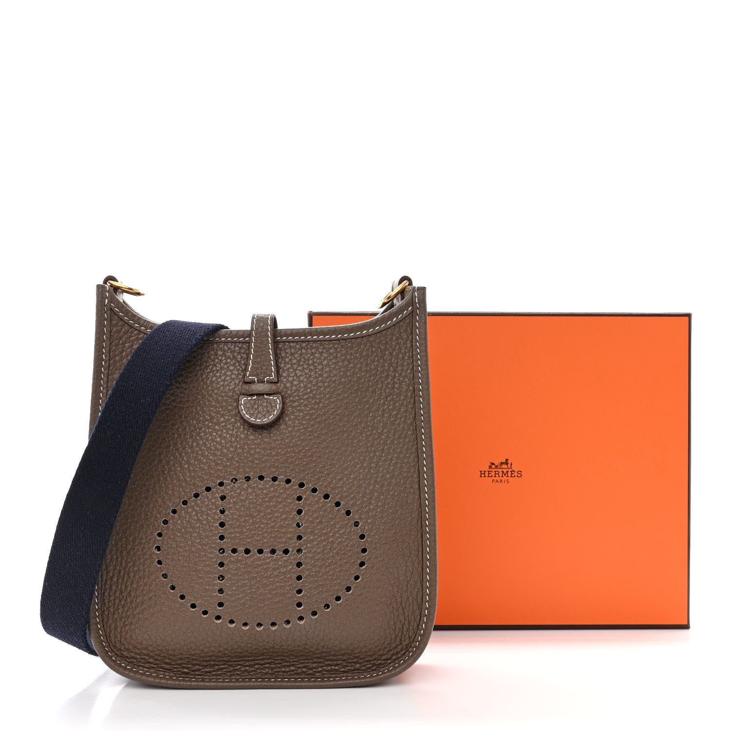 Hermes Taurillon Clemence Amazone Evelyne TPM Etoupe Bleu Indigo 11 of 11