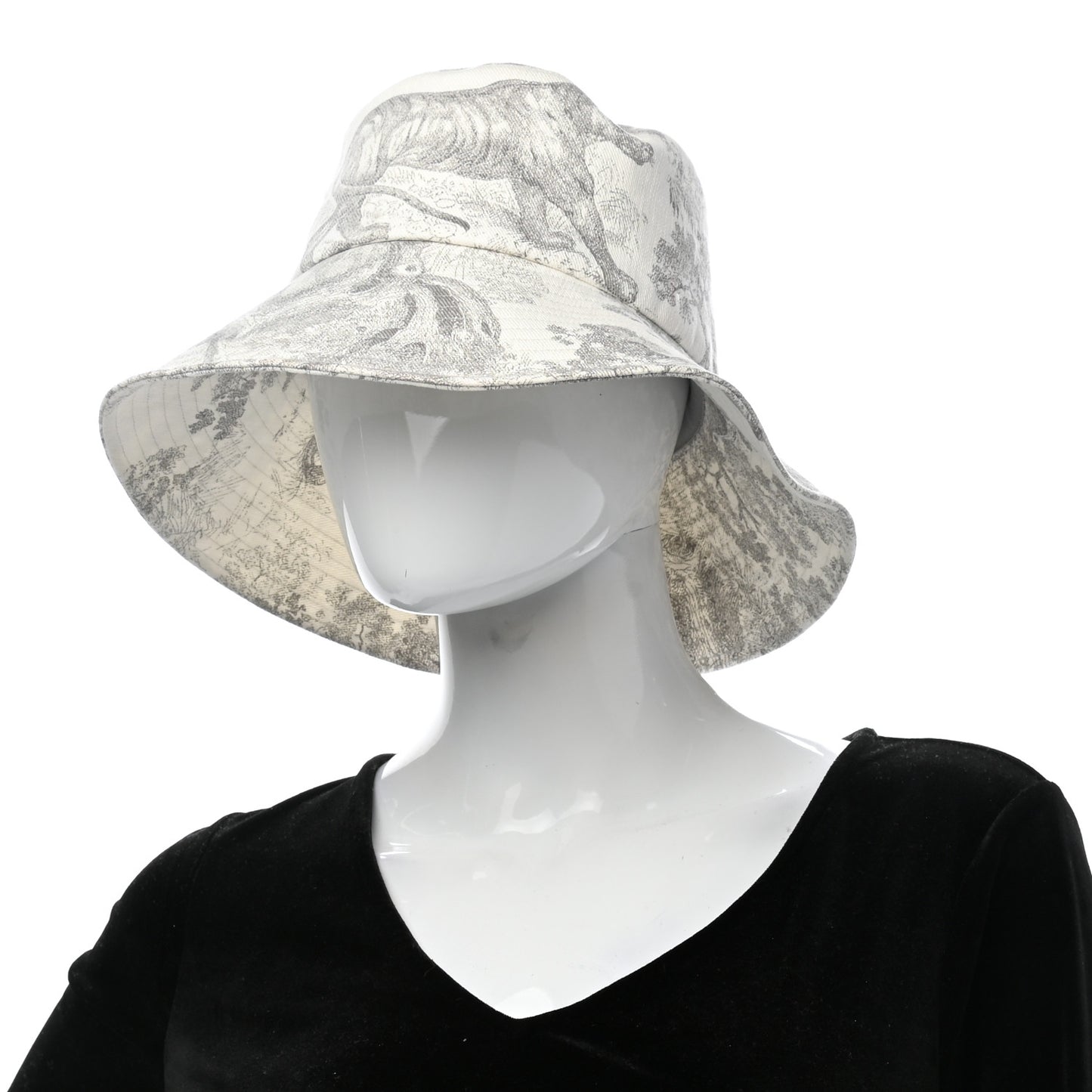 Cotton Dioriviera Toile De Jouy Bob Brim Bucket Hat 58 Gray