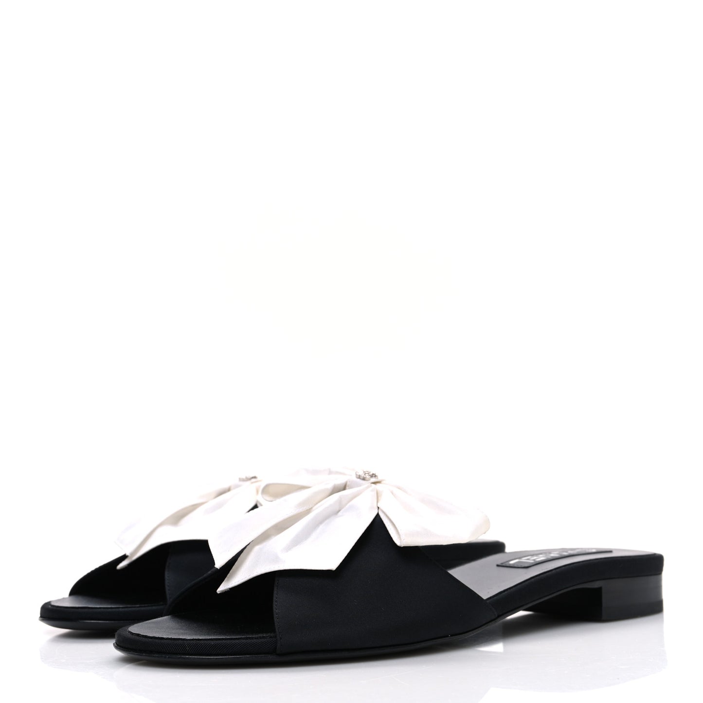 Silk Bow CC Mules 41 Black White