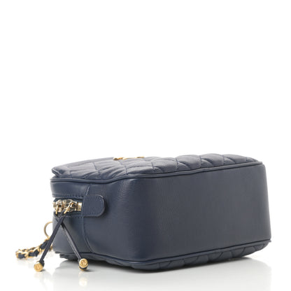 Chanel Calfskin Quilted CC Small Vanity Case Navy 4 of 15