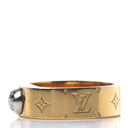 Louis Vuitton Brass Monogram Engraved Nanogram Ring S Gold 3 of 6