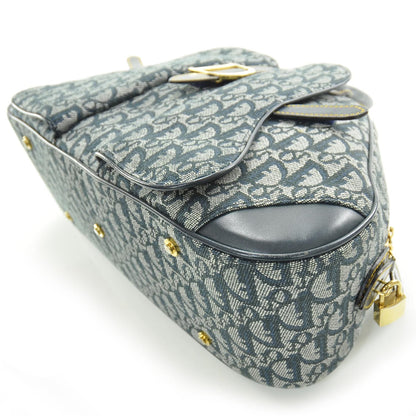 Christian Dior Monogram Saddle Bowler Tote Navy 5 of 10