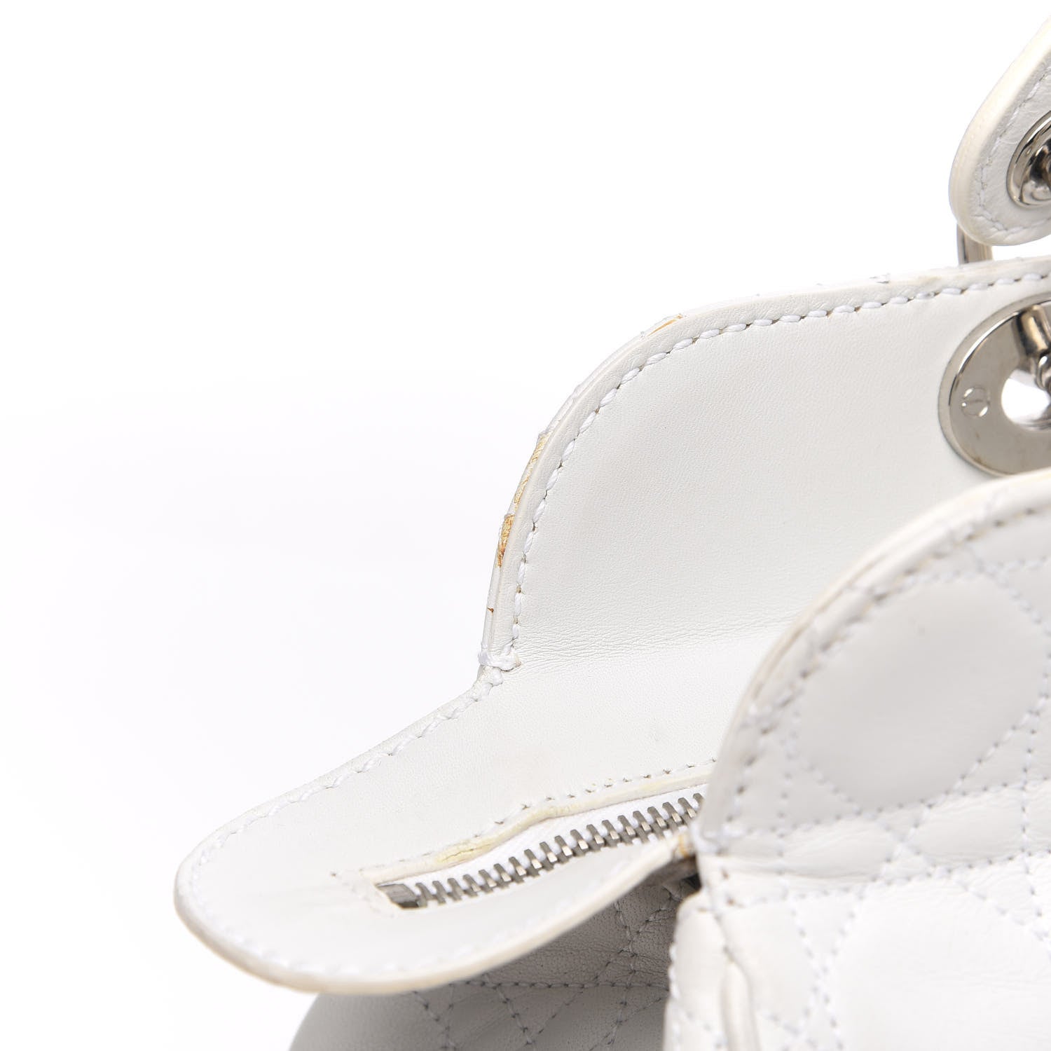 Christian Dior Lambskin Cannage Soft Lady Dior Satchel White 15 of 16