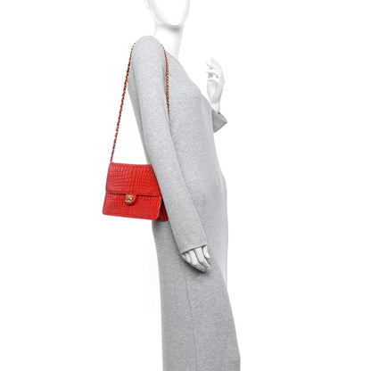 Chanel Shiny Alligator Small Single Flap Red 2 of 10