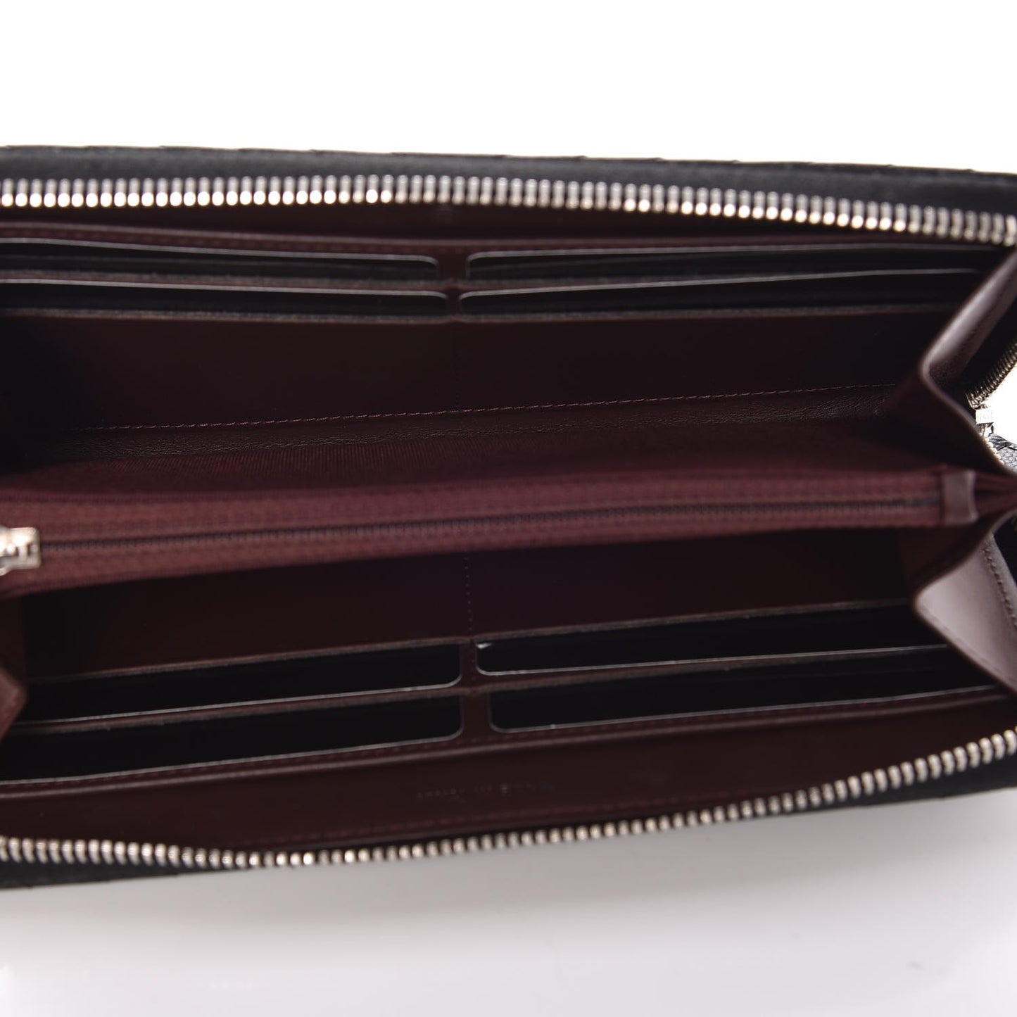 Caviar Chevron Quilted Large Gusset Zip Around Wallet Black