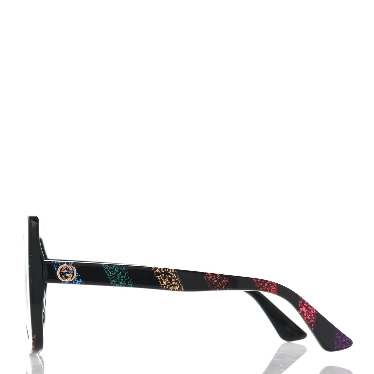 Acetate Oversize Stripe Sunglasses GG0328S Black Multi