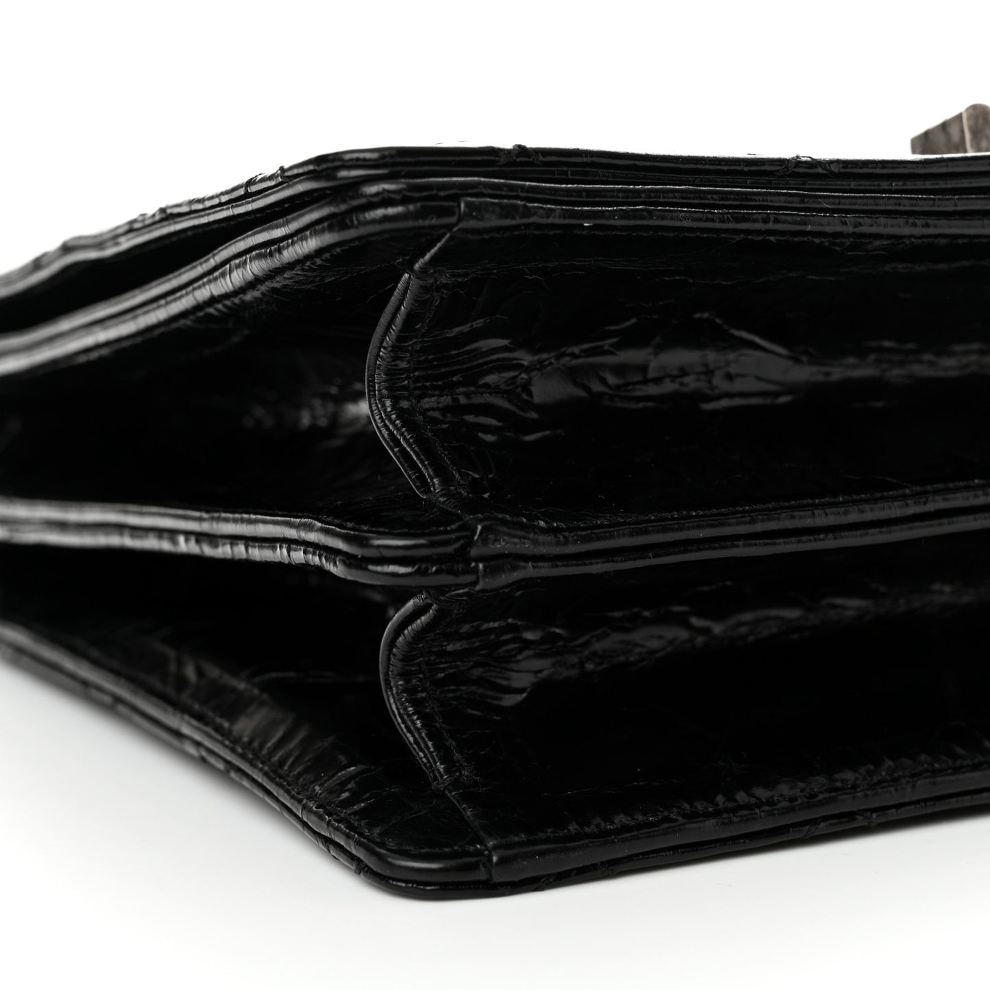 Glazed Calfskin Quilted Rita Top Handle Flap Black