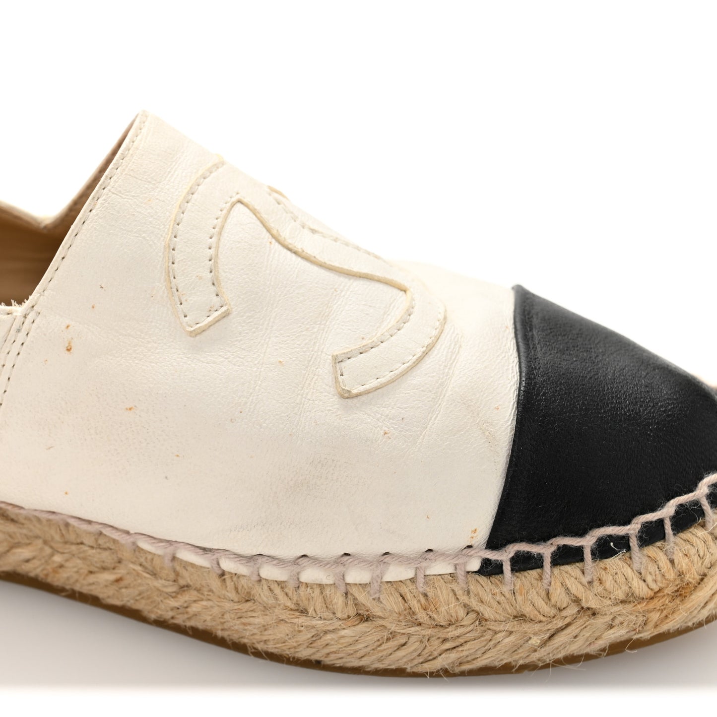Lambskin CC Espadrilles 38 White Black