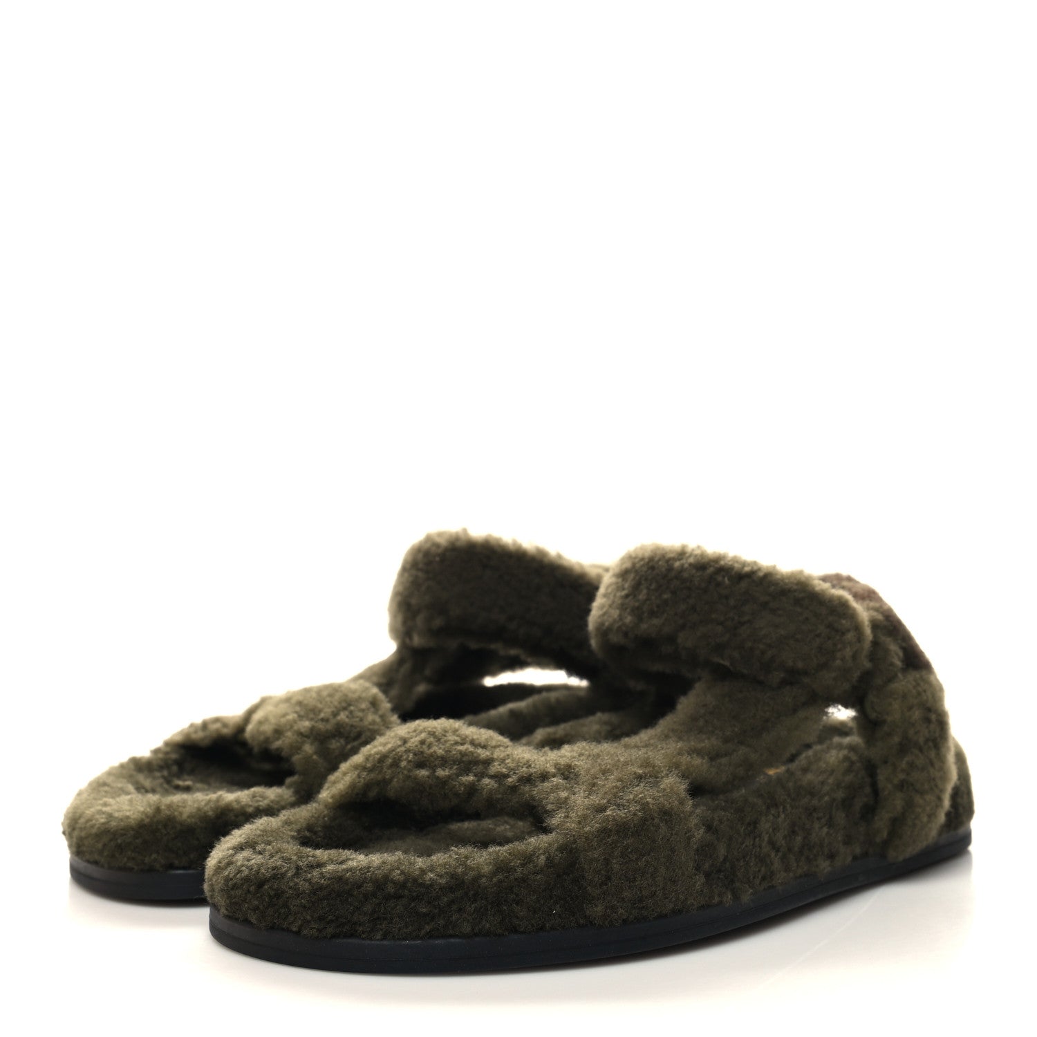 Fendi Shearling FF Fendi Feel Sandals 36 Illinois Military 3 of 10