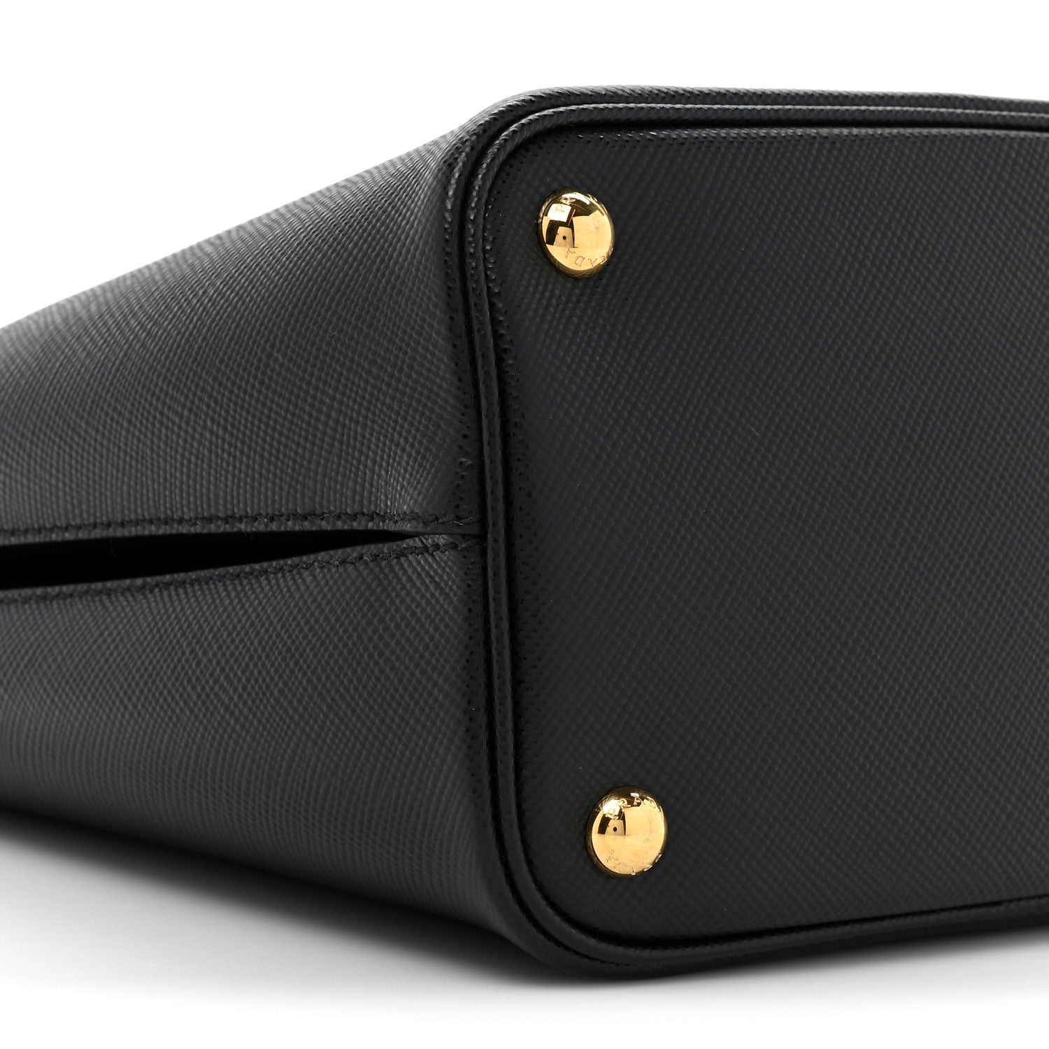 Prada Saffiano Cuir Medium Panier Bucket Bag Black Fuoco 9 of 9