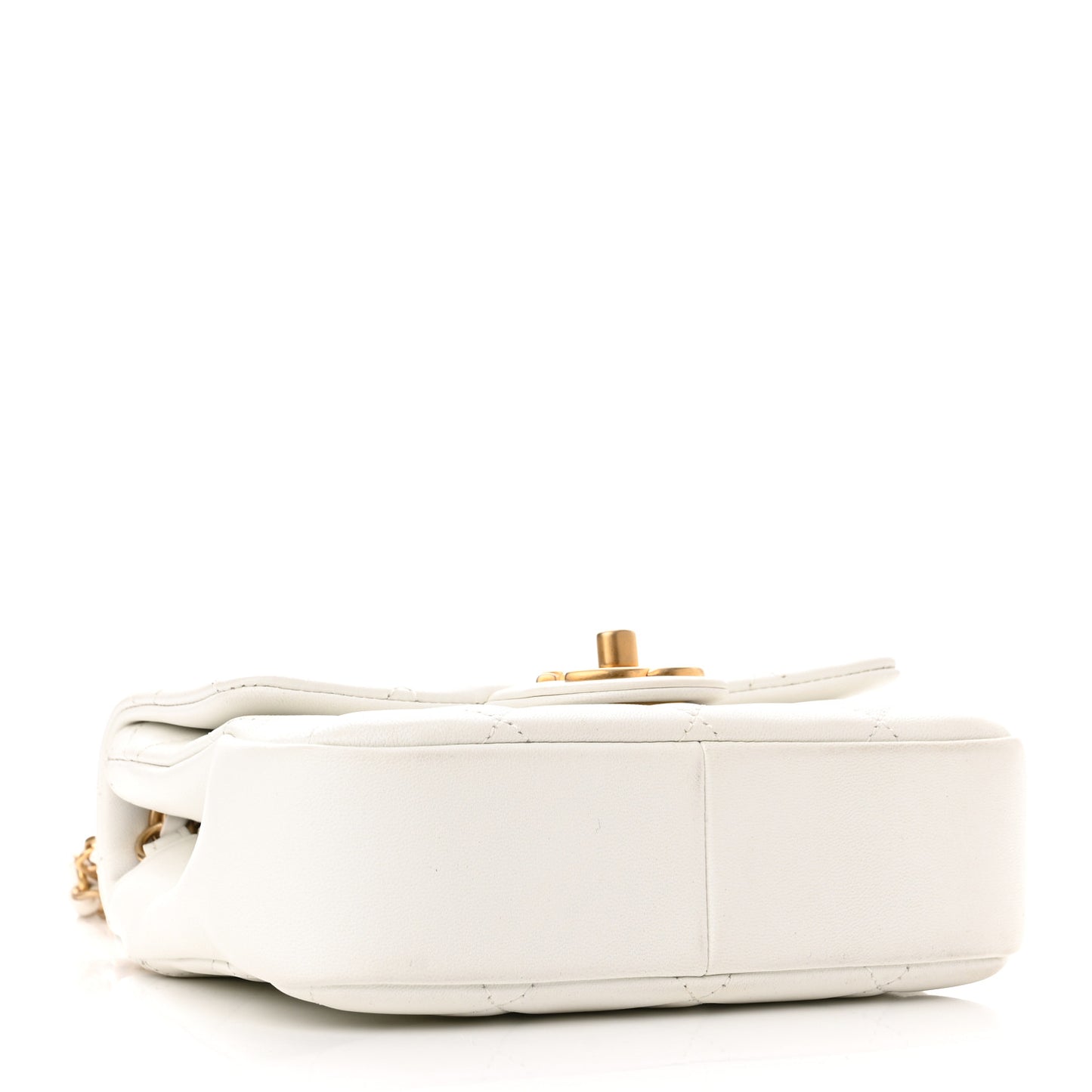 Lambskin Quilted Small In The Loop Handle Flap Bag White