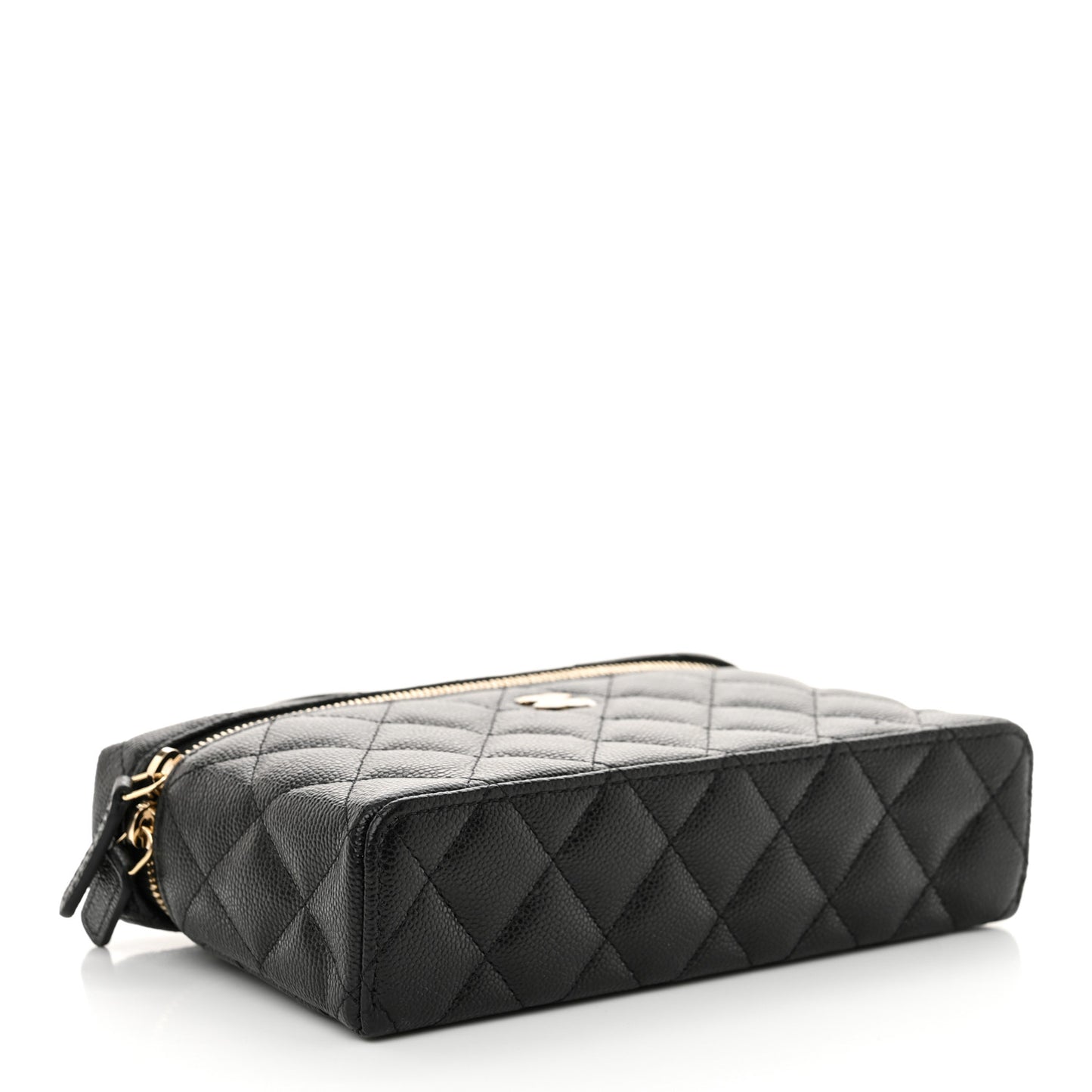 Caviar Quilted Top Handle Slim Vanity With Chain Black