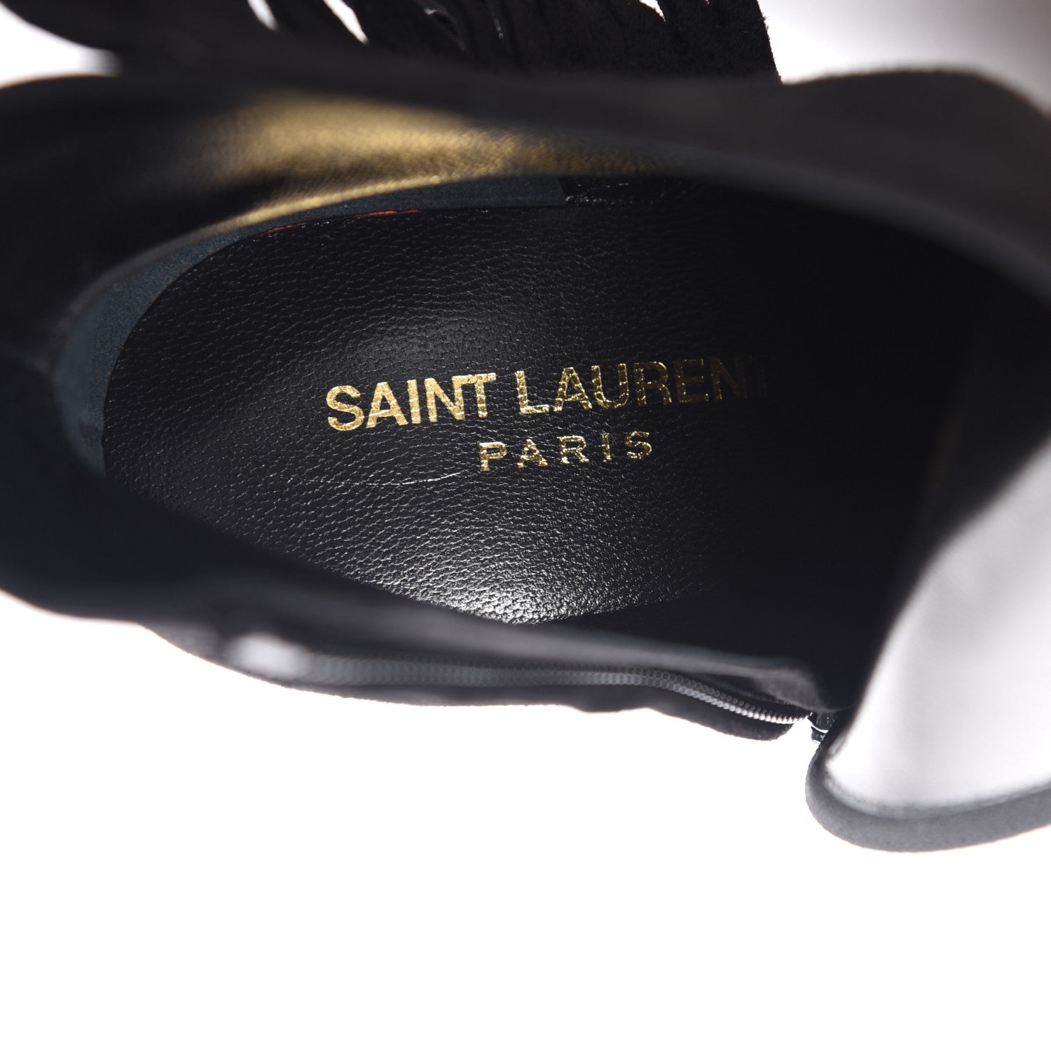 Saint Laurent Suede Fringe Paris Ankle Boots 37 Black 7 of 9