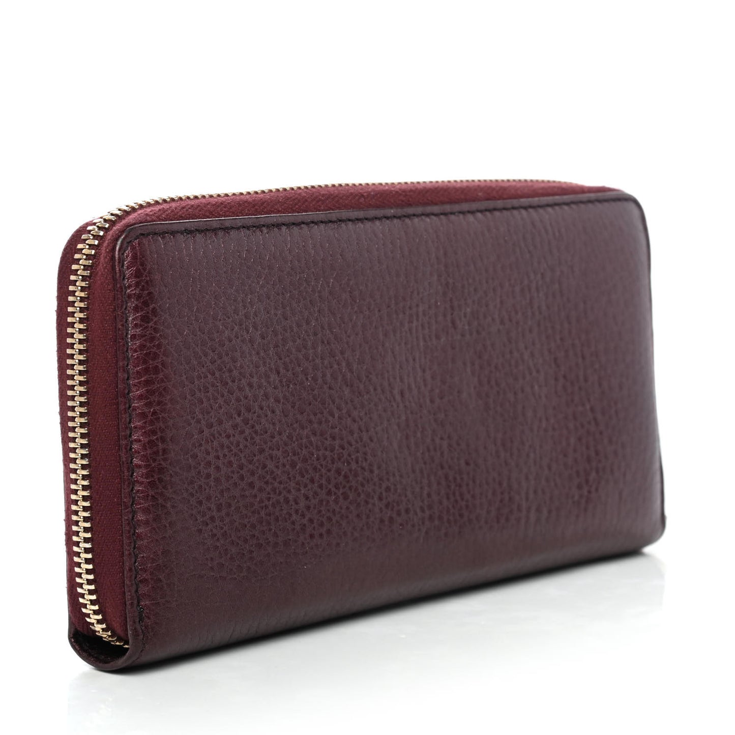 Metallic Cellarius Calfskin Soho Zip Around Wallet Classic Burgundy