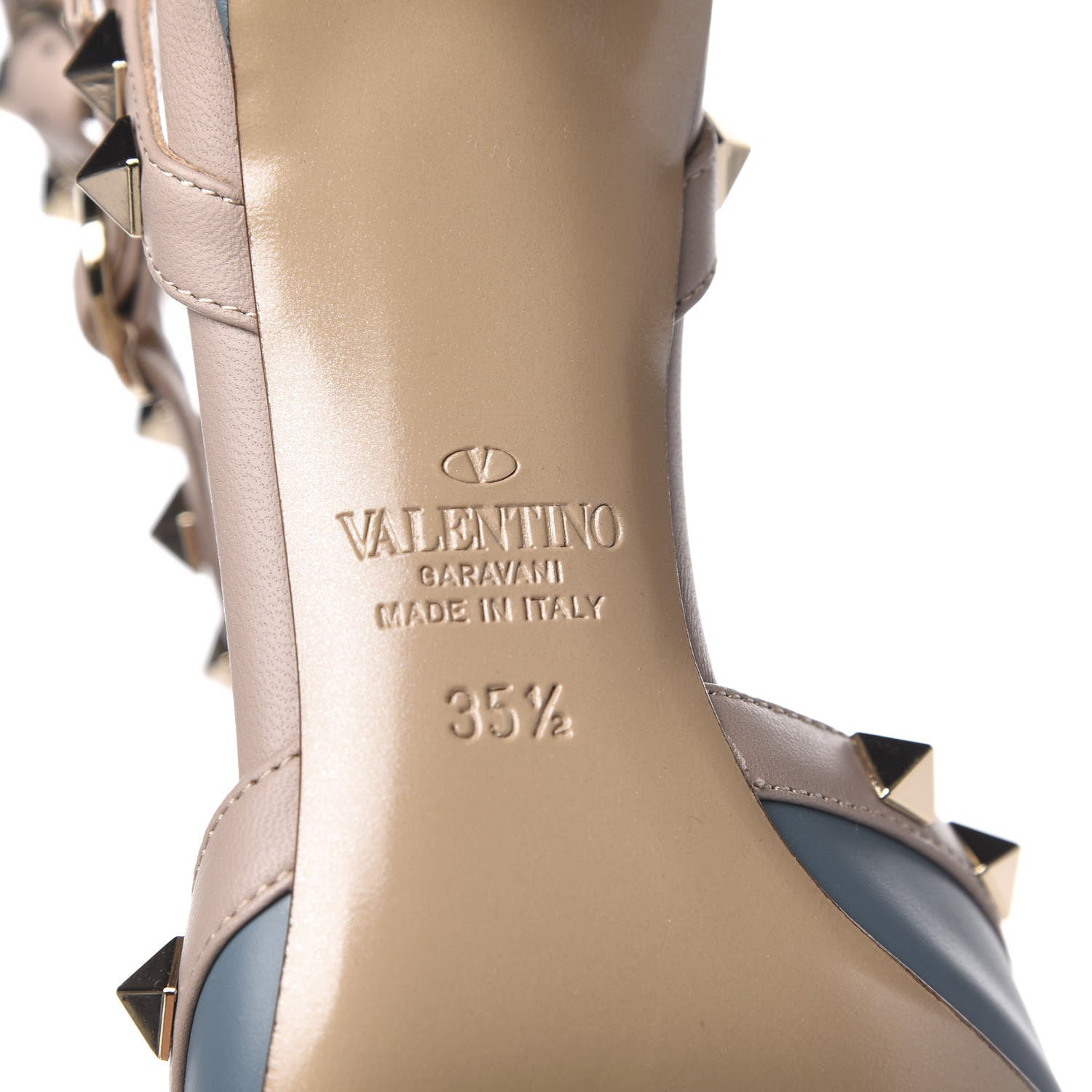 Valentino Garavani Calfskin Nappa Rockstud Ankle Strap 65mm Pumps 35.5 Amadeus Poudre 6 of 8