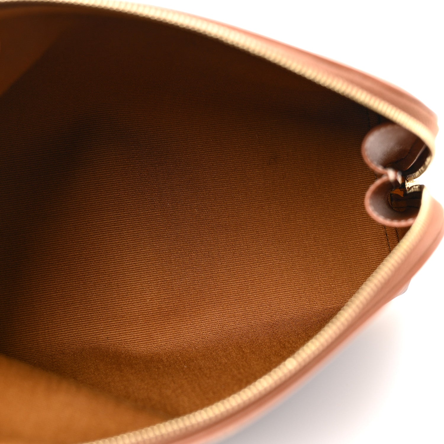 Celine Triomphe Canvas Calfskin Medium Cosmetic Pouch Tan 5 of 8