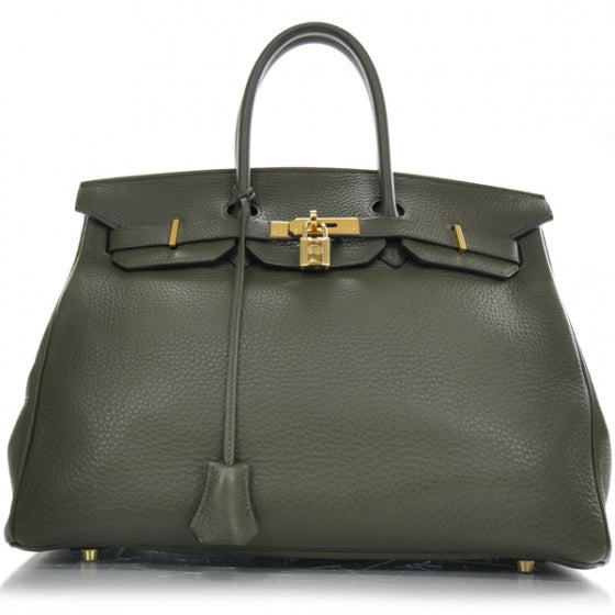 Taurillon Clemence Birkin 35 Vert Veronese