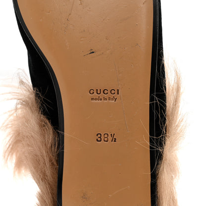 Gucci Velvet Fur Womens Princetown Slippers 38.5 Black 6 of 13