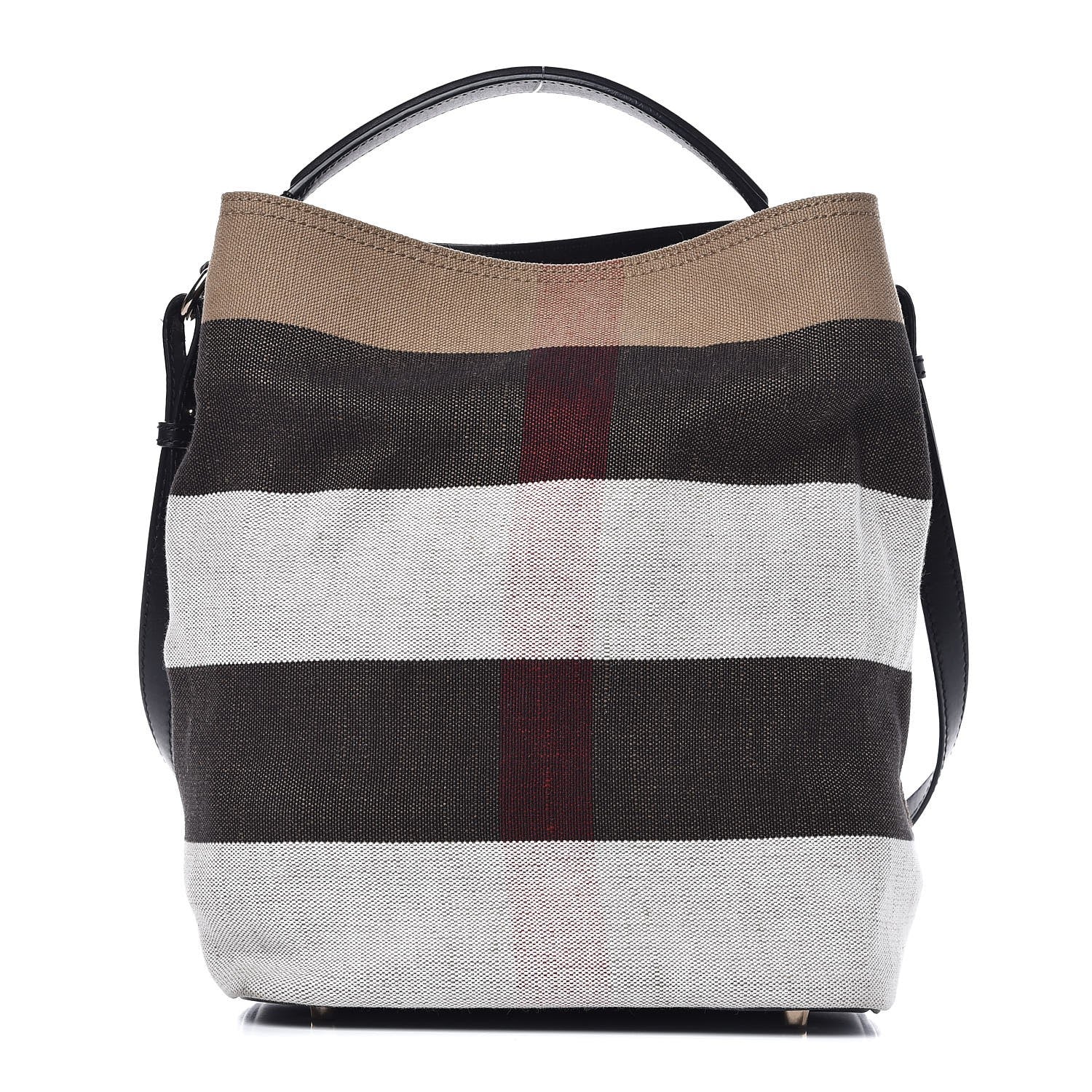 Burberry Canvas Mega Check Medium Ashby Hobo Black 1 of 8