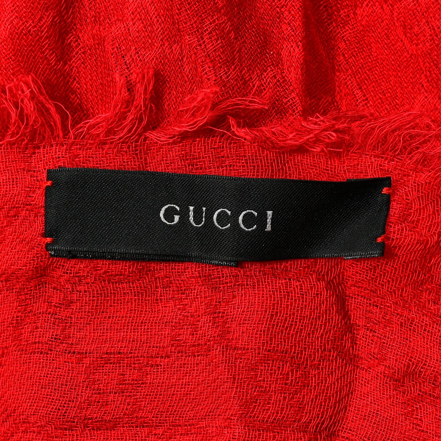 Cotton Wool Silk GG Monogram Calicotto Fringe Scarf Red