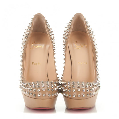 Christian Louboutin Nappa Bianca Spikes 140 Pumps 40 Nude Silver 2 of 7