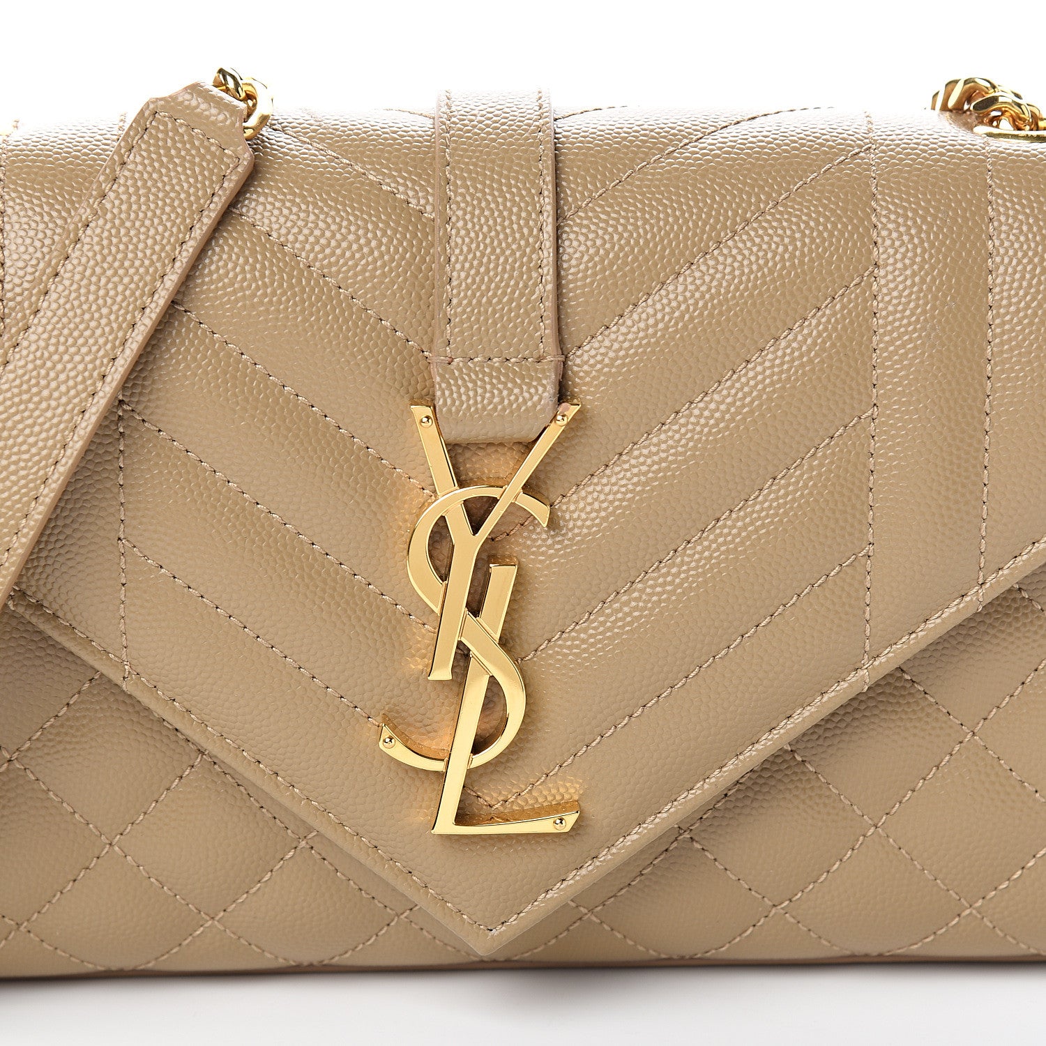 Saint Laurent Grain De Poudre Textured Mixed Matelasse Triquilt Small Monogram Satchel Dark Latte 8 of 8