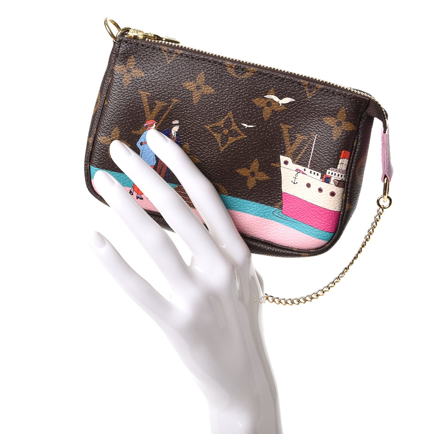 Monogram 2016 Christmas Animation Mini Pochette Accessories Rose Ballerine