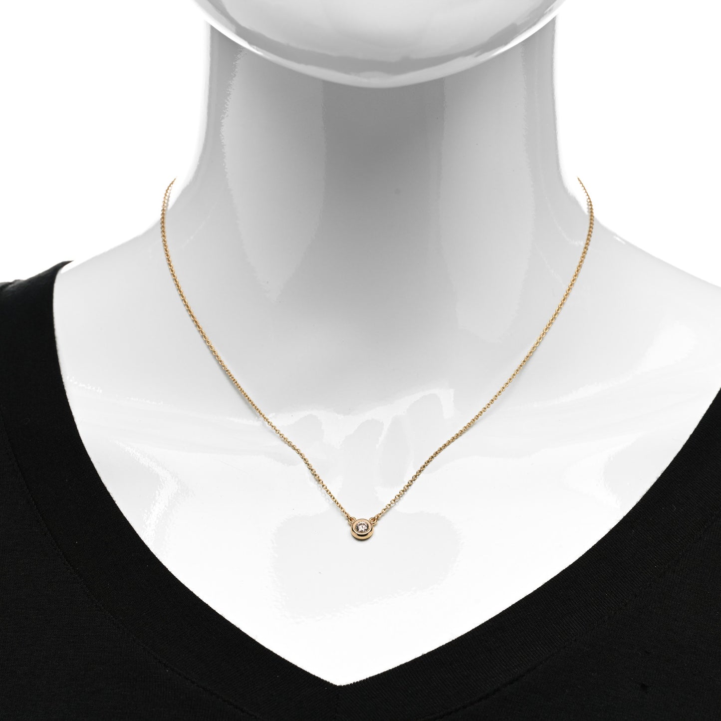 18K Rose Gold Diamond .17ct Elsa Peretti Diamonds by the Yard Pendant Necklace