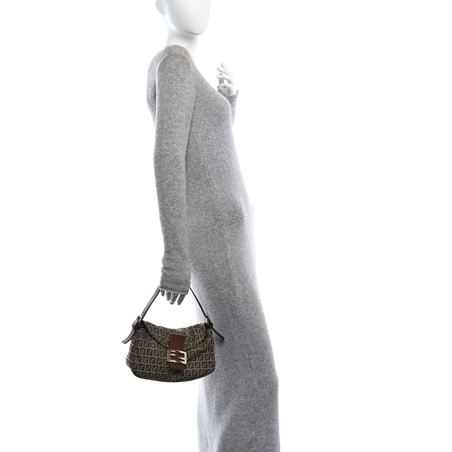 Fendi Zucchino Vitello Baguette Mogano Panna Bruciato 2 of 10
