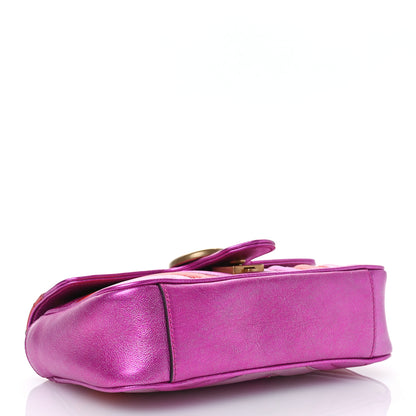 Gucci Metallic Calfskin Matelasse Mini GG Marmont Shoulder Bag Fuchsia 4 of 10