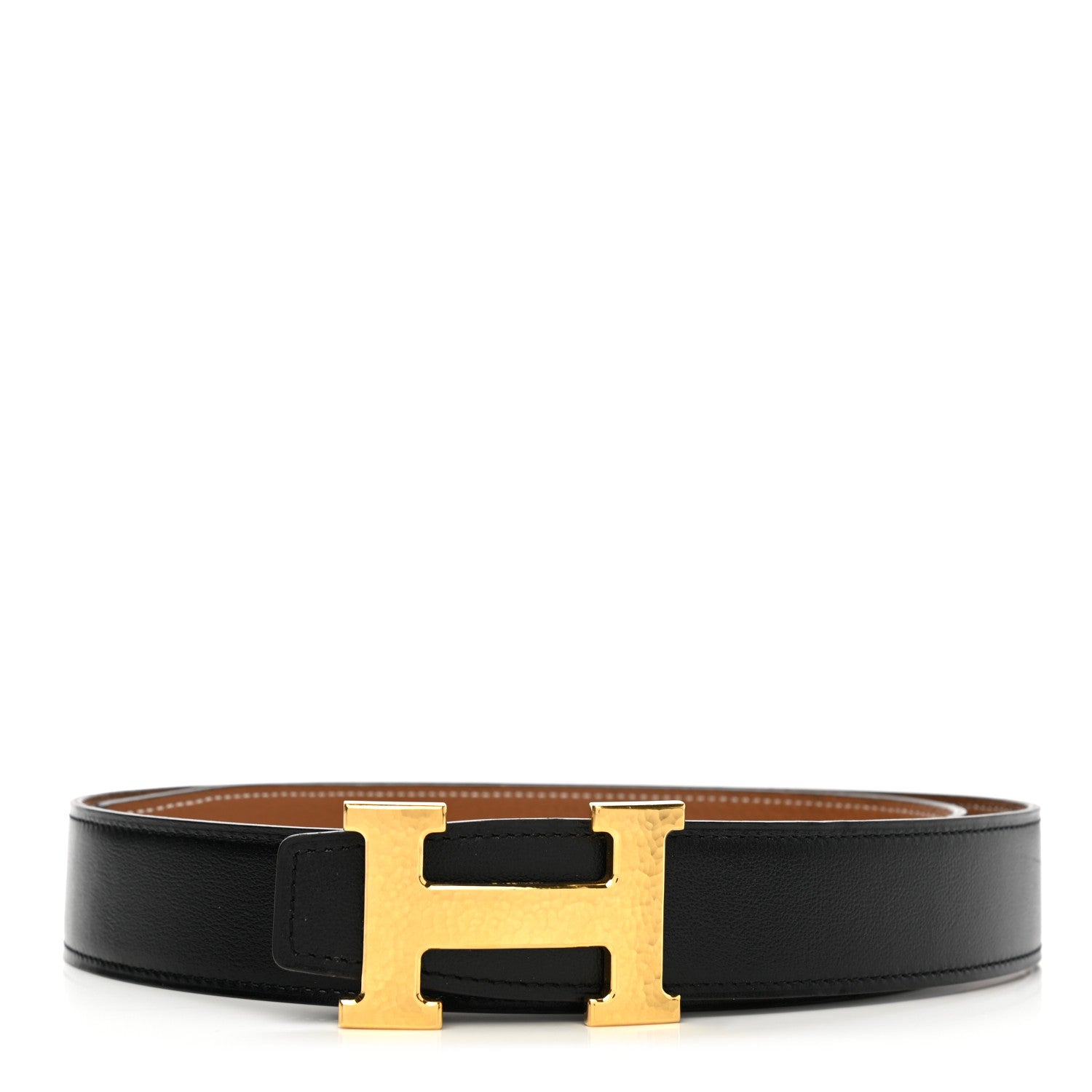 Hermes 135 Togo 32mm Martelee H Belt 85 Black Gold 1 of 5