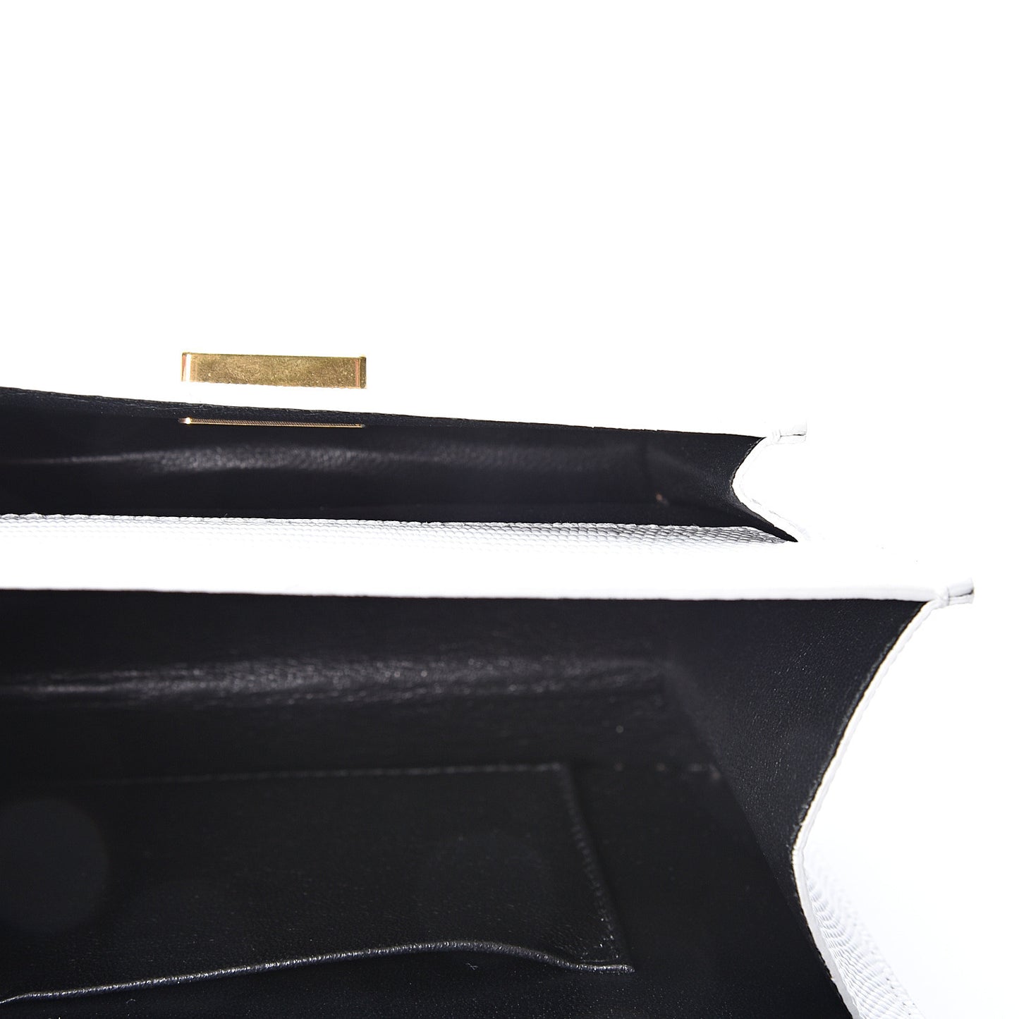 Patent Calfskin Lizard Embossed XS Sharp Top Handle Bag White