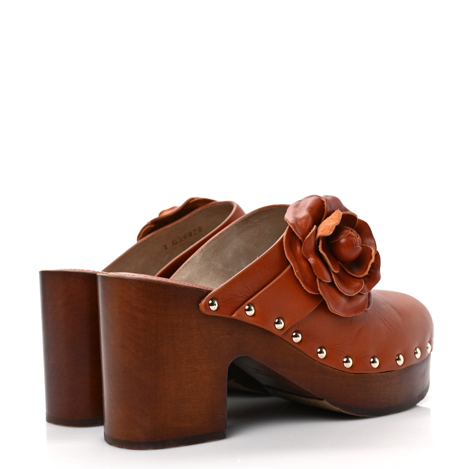 Chanel Calfskin Camellia Clogs 37 Brown 4 of 8